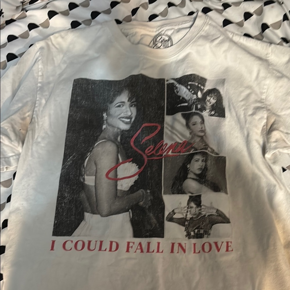 White Graphic T-Shirt with Red and Black Print